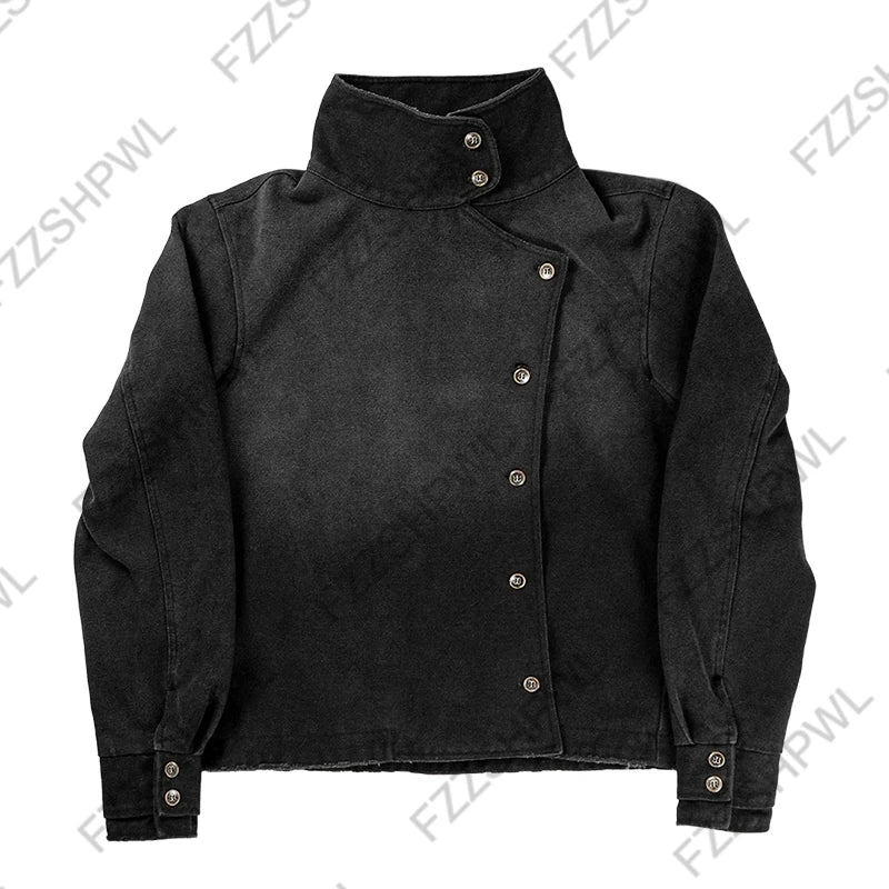 Gothic Harajuku aesthetic unisex jacket Oversized loose casual fashion trendy single-breasted cardigan Y2K aesthetic streetwear