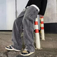 2025 New Streetwear Loose Jeans Men Korean Style Fashion Loose Straight Wide Leg Pants Men's Brand Clothing Black Light Blue - thumbnail 23