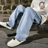 2025 New Streetwear Loose Jeans Men Korean Style Fashion Loose Straight Wide Leg Pants Men's Brand Clothing Black Light Blue - thumbnail 10