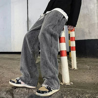 2025 New Streetwear Loose Jeans Men Korean Style Fashion Loose Straight Wide Leg Pants Men's Brand Clothing Black Light Blue - thumbnail 15