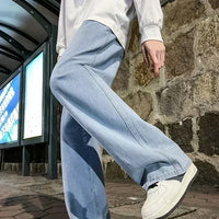 2025 New Streetwear Loose Jeans Men Korean Style Fashion Loose Straight Wide Leg Pants Men's Brand Clothing Black Light Blue - thumbnail 12