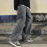 2025 New Streetwear Loose Jeans Men Korean Style Fashion Loose Straight Wide Leg Pants Men's Brand Clothing Black Light Blue - thumbnail 17