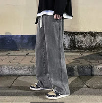 2025 New Streetwear Loose Jeans Men Korean Style Fashion Loose Straight Wide Leg Pants Men's Brand Clothing Black Light Blue - thumbnail 16