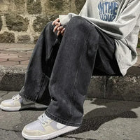 2025 New Streetwear Loose Jeans Men Korean Style Fashion Loose Straight Wide Leg Pants Men's Brand Clothing Black Light Blue - thumbnail 9