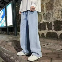 2025 New Streetwear Loose Jeans Men Korean Style Fashion Loose Straight Wide Leg Pants Men's Brand Clothing Black Light Blue - thumbnail 2