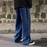 2025 New Streetwear Loose Jeans Men Korean Style Fashion Loose Straight Wide Leg Pants Men's Brand Clothing Black Light Blue - thumbnail 5