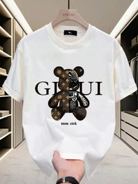 2026 New Men's Summer Versatile Trendy Loose Fit 100% Pure Cotton Printed Casual Comfortable Versatile T-Shirt - thumbnail 1