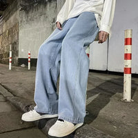 2025 New Streetwear Loose Jeans Men Korean Style Fashion Loose Straight Wide Leg Pants Men's Brand Clothing Black Light Blue - thumbnail 13