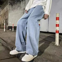 2025 New Streetwear Loose Jeans Men Korean Style Fashion Loose Straight Wide Leg Pants Men's Brand Clothing Black Light Blue - thumbnail 22