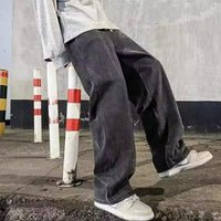 2025 New Streetwear Loose Jeans Men Korean Style Fashion Loose Straight Wide Leg Pants Men's Brand Clothing Black Light Blue - thumbnail 1
