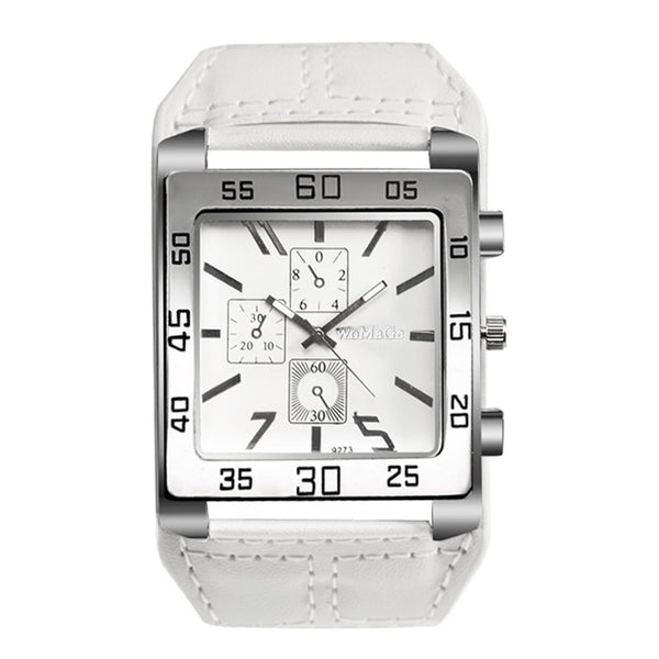 Avaner Mens Square Watch Oversize Steampunk Watch Leather Strap Big Face Watch